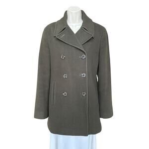 Calvin Klein Wool Cashmere Double Breasted Short Coat Size 10, Olive